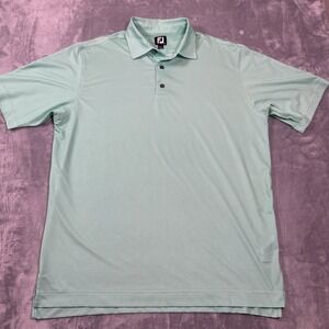 Footjoy FJ Men's Golf Polo Shirt Green White Gingham Pattern Short Sleeve Size L
